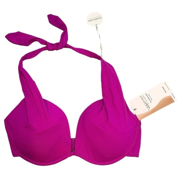 Coco Contours Cameo Halter Bra Sized Underwire Push Up Bikini Top in Orchid NWT - Picture 2 of 4